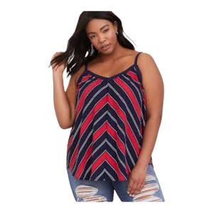 Torrid 2 Sophie navy & red chevron  georgette swing cami